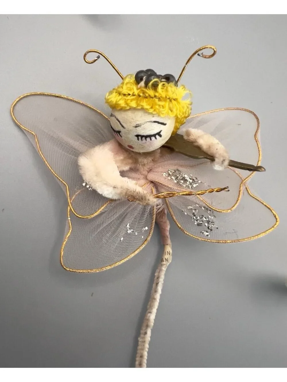 Vintage Spun Cotton Angel Ornaments Lot 8 Mid Century Japan Tulle Chenille MCM